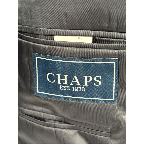 Chaps Ralph Lauren Blazer Sport Coat Men Size 48 L Navy Blue Gold Buttons - Picture 8 of 10